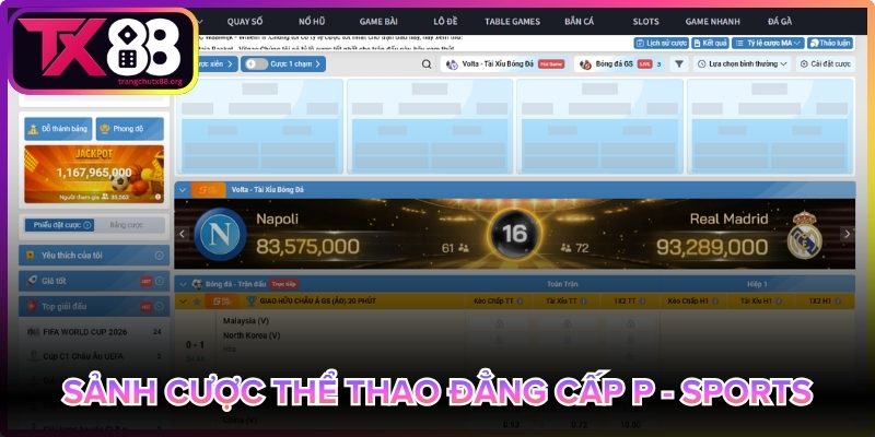 P - Sports cung cấp kèo thể thao hấp dẫn
