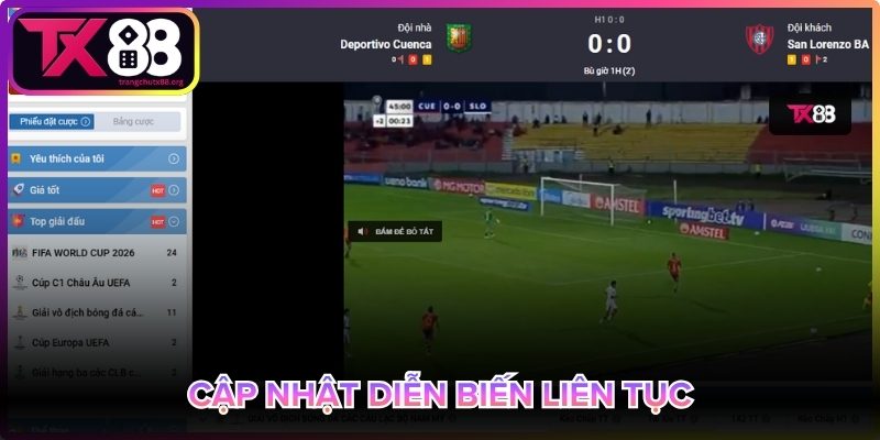 Cập nhật diễn biến nhanh chóng
